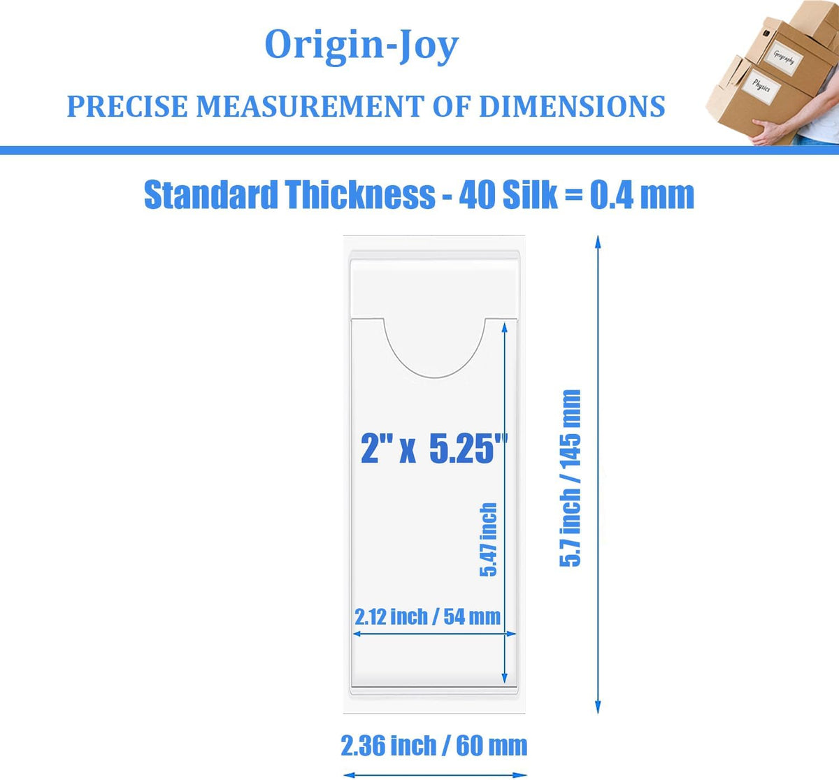 Origin-Joy 25 PCS Self-Adhesive Index Label Pockets, Clear Plastic Peel & Stick Card Holders with Top Open for Loading (2 x 5.25 inch)