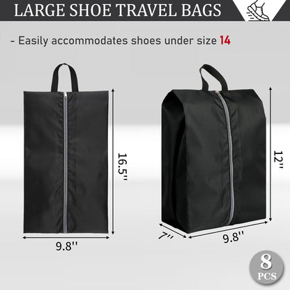 Shoe Bags for Travel, Set of 8 Pack Shoe Travel Bags for Packing, Large Waterproof Portable Travel Shoe Bag with Zipper Travel Essentials Women for and Men