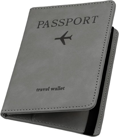 ILIYAH-Passport Cover-Passport Holder Travel Wallet-RFID Blocking Passport Case Travel Accessories Card Holder Wallet Unisex Travel Gifts（Grey）