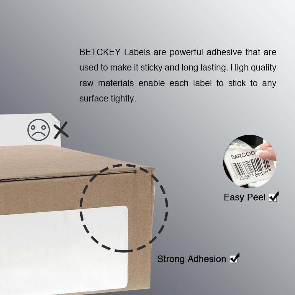 BETCKEY - 2.25" x 4" (57 mm x 102 mm) Multipurpose & Shipping Labels Compatible with Zebra & Rollo Label Printer,Premium Adhesive & Perforated [2 Rolls, 700 Labels]