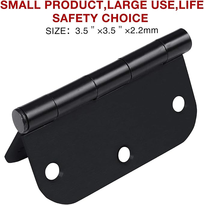 42 Pack Matte Black Door Hinges 3.5 Inch 5/8" Radius, Interior 3 1/2" Bi-fold