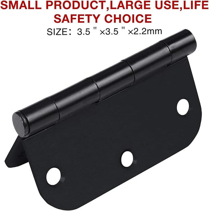 42 Pack Matte Black Door Hinges 3.5 Inch 5/8" Radius, Interior 3 1/2" Bi-fold