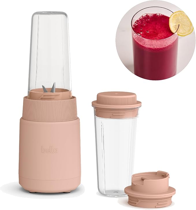 bella 6 Pcs Portable Rocket Blender, Juicer & Smoothie Maker, Press & Twist Design, EverGood™ & BPA Free Dishwasher Safe Parts, 4 Tip Stainless Steel Blade, Cord Wrap, 240 Watt Motor, Blossom