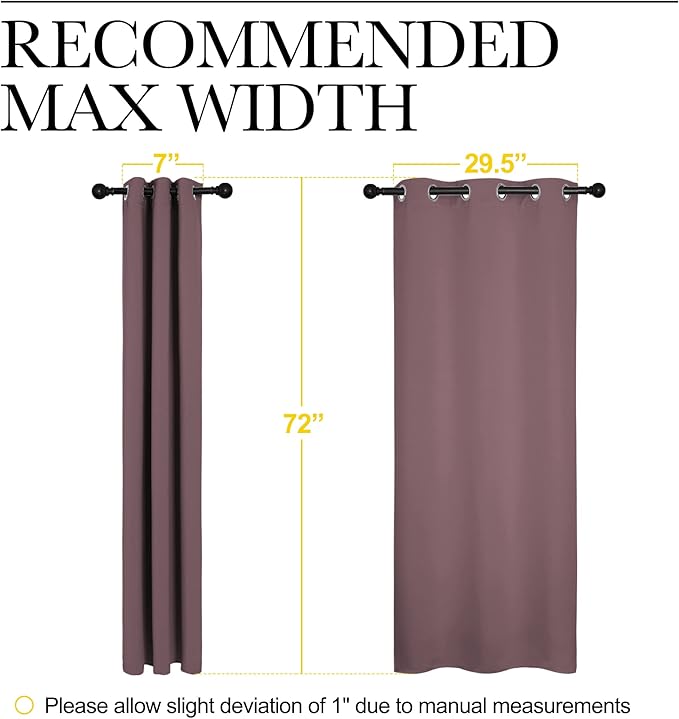 NICETOWN Bedroom Curtain Panels Blackout Draperies, Dry Rose, 1 Pair, 34 by 72-inch, Thermal Insulated Solid Grommet Blackout Curtains/Drapes