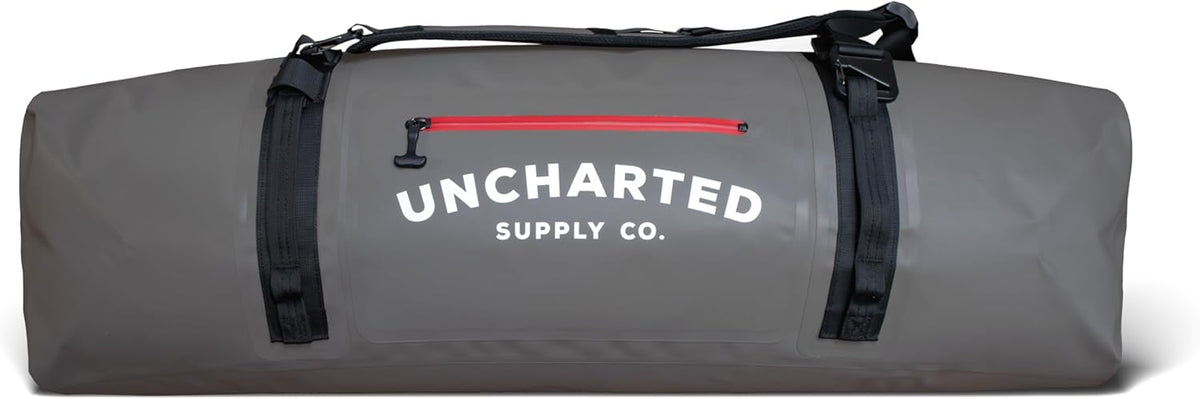 Uncharted Supply Co. The Vault Waterproof Duffel Bag - Airtight bag with Backpack Straps, Carry-On Size, Perfect for travel, boating, camping, recreation. (Gunmetal, 100L)