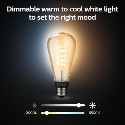 Philips Hue Smart 60W ST23 Filament LED Bulb - White Ambiance Warm-to-Cool White Light - 1 Pack - 550LM - E26 - Indoor - Control with Hue App - Works with Alexa, Google Assistant and Apple Homekit