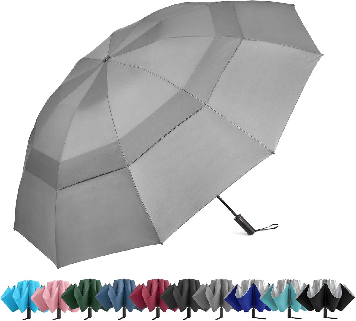 G4Free 42/46/54/62 Inch Large Golf Umbrella Compact Reverse Travel Umbrella 10 Ribs Windproof for Rain Double Canopy Automatic Open Close