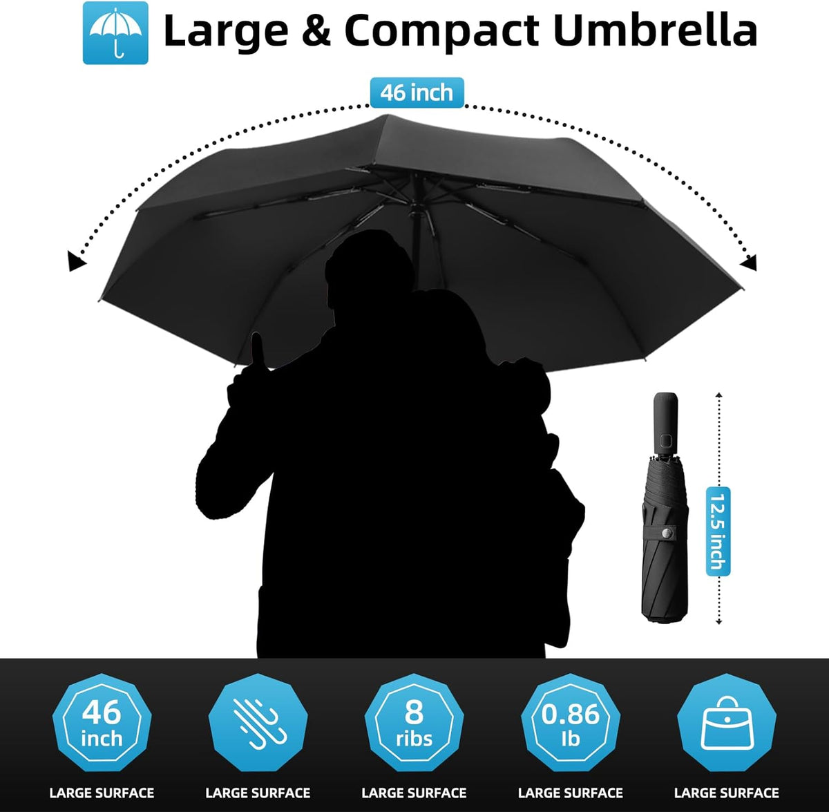 Compact Travel Umbrella, Small Pocket Mini Umbrella for Purse Wallet, UV Sun Rain Umbrellas for Backpack, Portable Folding Umbrellas for Women Kids