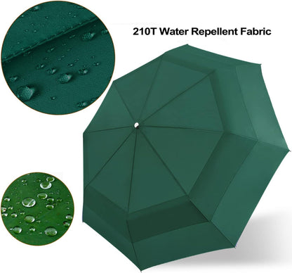 Lejorain Large Folding Golf Umbrella - Compact Mens Umbrellas Travel Rain and Windproof 54inch Collapsible Automatic Open Close Umbrella 210T Teflon Vented Double Canopy