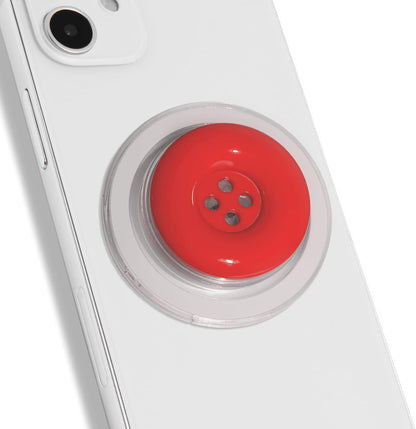 Solid Color Button Phone Grip – Minimalist Design, Durable and Lightweight, Grip and Stand for Smartphones (Red, Magnetic Type)