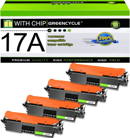 greencycle CF217A Toner Cartridge Replacement Compatible for HP 17A Black Toner Cartridge Laser Jet Pro MFP M130fw M130nw Printer Ink Cartridge (4PCS)