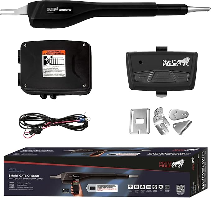 Mighty Mule MM371W Automatic Gate Opener, Smart and Solar Ready, Includes Gate