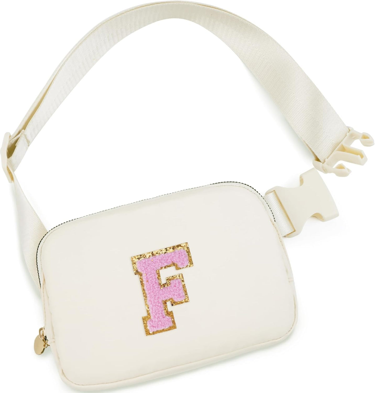 Personalized Belt Bag for Women Girls - Fashion Mini Waist Packs with Adjustable Strap - Trendy Travel Fanny Pack Crossbody Bags with Initial Letter - Teen Gifts | Cream,F