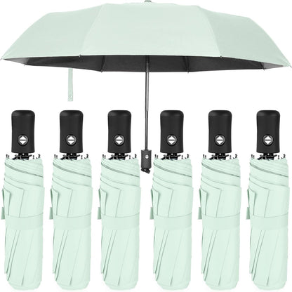 Jexine 6 Pcs Travel Compact Umbrella Automatic Open Close Windproof Small Light Backpack Purse Car Portable Collapsible Umbrella for Rain, Men Women
