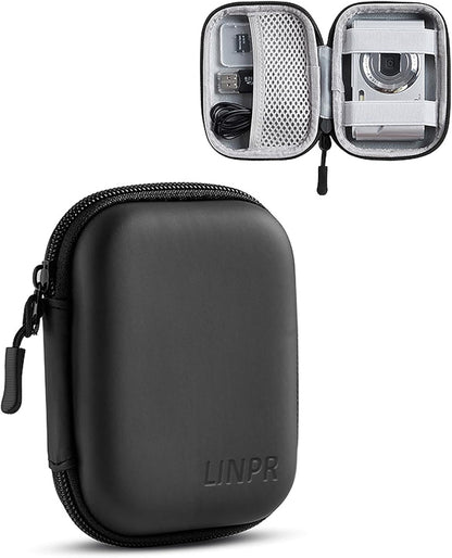 Digital Camera Case for CAMKORY, KODAK PIXPRO FZ45/FZ55, Canon IXUS 285 HS, Lecran, Small Travel Compact Camera Holder with Mesh Pocket for Accessories SD Card (Black-PU)