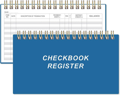 Check Registers for Personal Checkbook - A6 Blank Ledger Transaction Registers for Personal, Check Register Book for Checking and Saving Account, Deposit and Credit Card, 3,75" x 6.75", Blue