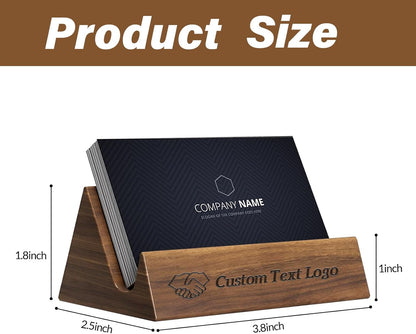 Custom Business Card Holder Desk-Personalized Engraved Wooden Business Card Case Holder, Customized Name Logo Business Card Display Gifts for Men Women (Style1-Black)