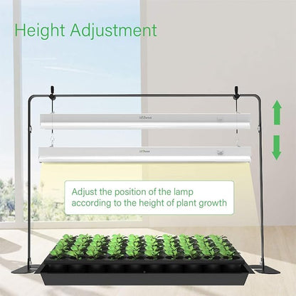 2ft Grow Light for Seed Starting,LED Grow Lamp for Indoor Plants,Seedling Grow Light with Stand,Seed Starter Light Kit with Natural White Spectrum,Height Adjustable,Iron Frame,Timer Outlet
