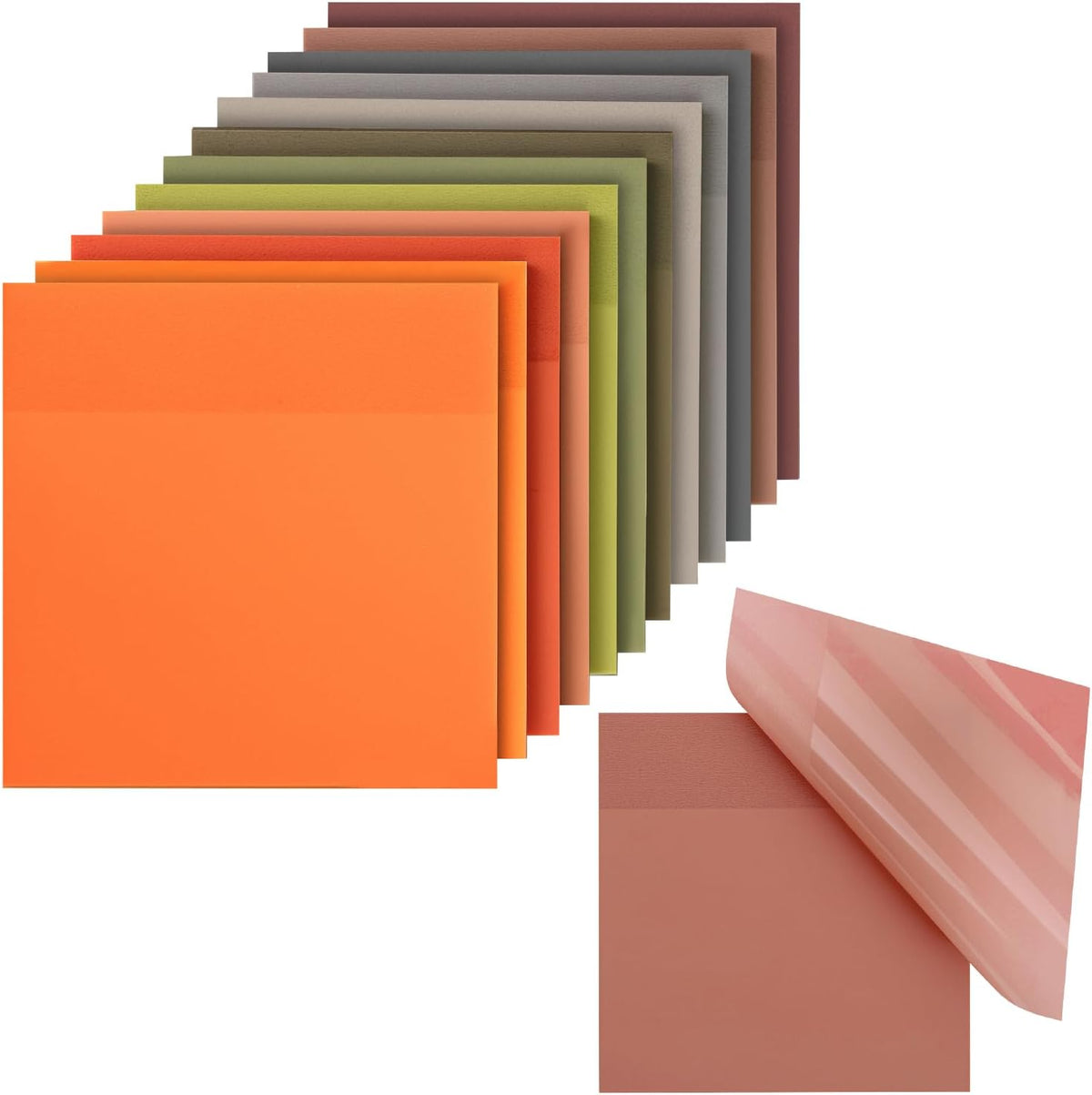 Mr. Pen- Clear Transparent Sticky Notes, 3”x3”, Earthy Colors, 12 Pads, 600 Sheets, See Through Sticky Notes