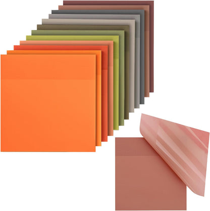 Mr. Pen- Clear Transparent Sticky Notes, 3”x3”, Earthy Colors, 12 Pads, 600 Sheets, See Through Sticky Notes