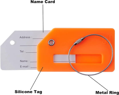 Gostwo 2 Pack Silicone Luggage Tags for Suitcases, 26 Initial Letter Baggage Labels Handbag School Bag Suitcase Instrument Tag with Stainless Steel Loop(Orange)(Letter B)