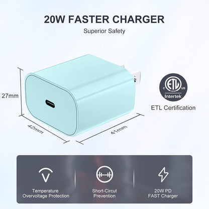 iPhone Fast Charger,Type C Wall Charger Block Plug and 10ft USB C to Lightning Charging Cable Cord Long,Power Adapter Cube Brick Box for Apple iPhone 14 Pro Max/14 Plus/14/13/12 Mini/11/XS Max/XR/iPad