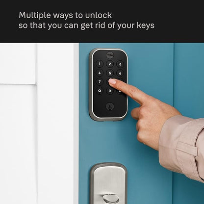 Yale Security Assure Lock 2 Deadbolt, Black Suede Keyed Smart Entry Door Lock with Wi-Fi Connected Keypad for Code Entry and Remote Access, YRD410-WF1-BSP