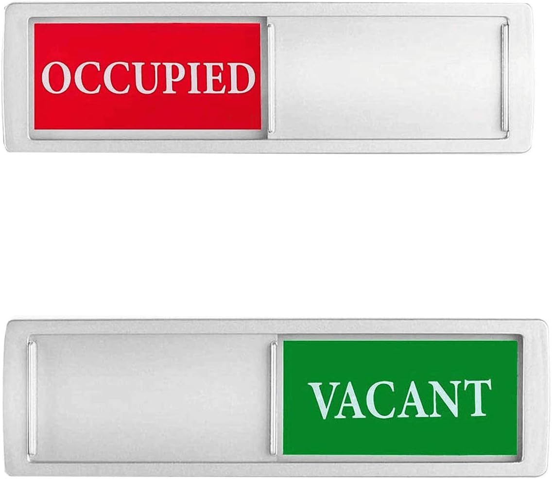 Privacy Sign, Premium Vacant Occupied Sign for Home Office Restroom Conference Hotles Hospital, Slider Door Indicator Tells Whether Room Vacant or Occupied, 7'' x 2'' - Silver