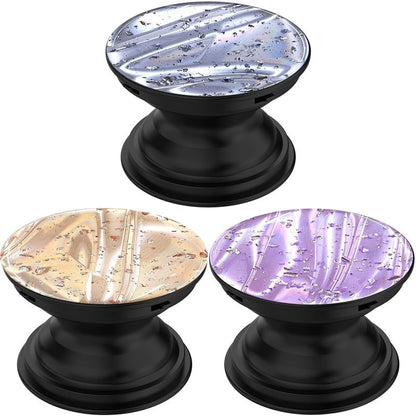 3 Pack Fashionable Clear Glitter Expandible Collapsible Moblile Phone Grip Stand Holder for Smartphones and Tablets Cell Phone Accessory- 2 (Mix Colorful Glitter Silvery Purple)