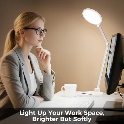 LED Desk Lamp for Home Office, Eye-Caring Desk Light for Video Call, Dimmable 3