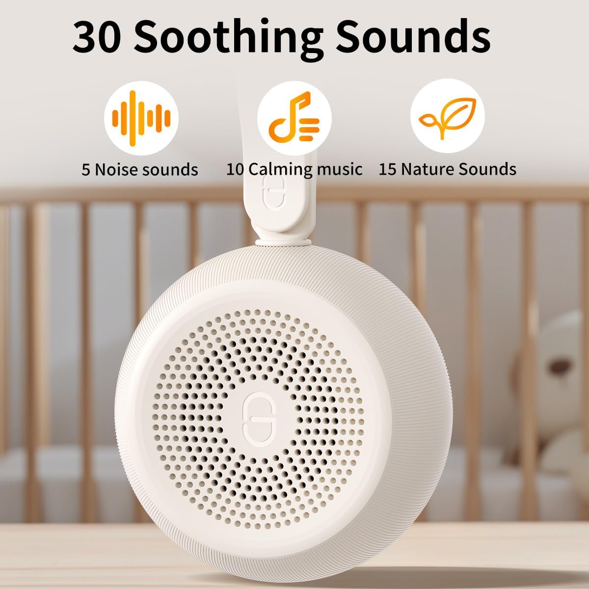 Easysleep White Noise Sound Machine Portable Sleep Machine for Baby Adult with 30 Soothing Sounds 12 Night Light Colors 4 Timer Memory Function Rechargeable Noise Machines for Sleeping, Office
