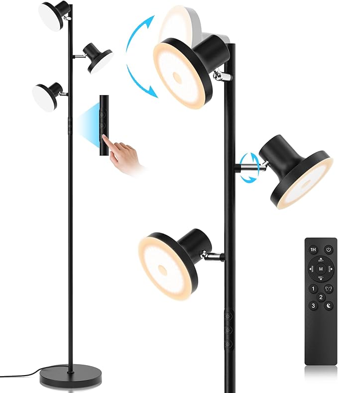 SIBRILLE 36W LED Tree Floor Lamp, Modern Dimmable Standing Lamp