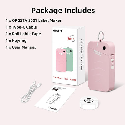 OrgSTA S001 Portable Bluetooth Label Maker Machine with Thermal Printing Pink 203 DPI
