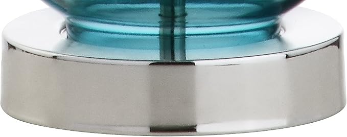 JONATHAN Y 20" Amalfi Blue Glass Mini Table Lamp, Modern Bedside Lamp for Bedroom, White Linen Drum Shade, Teardrop Glass Base, LED Bulb Included, UL Listed (JYL1029C-SET2)