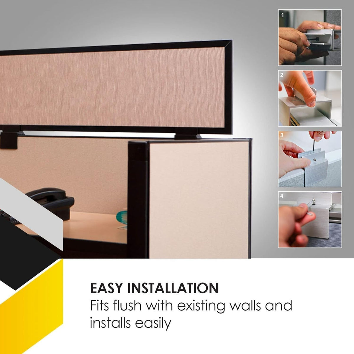 OBEX Acoustical Cubicle Privacy Screen Extender Desk Panel & Office Divider, Add Separation & Block Noise, 18" x 48", Slate