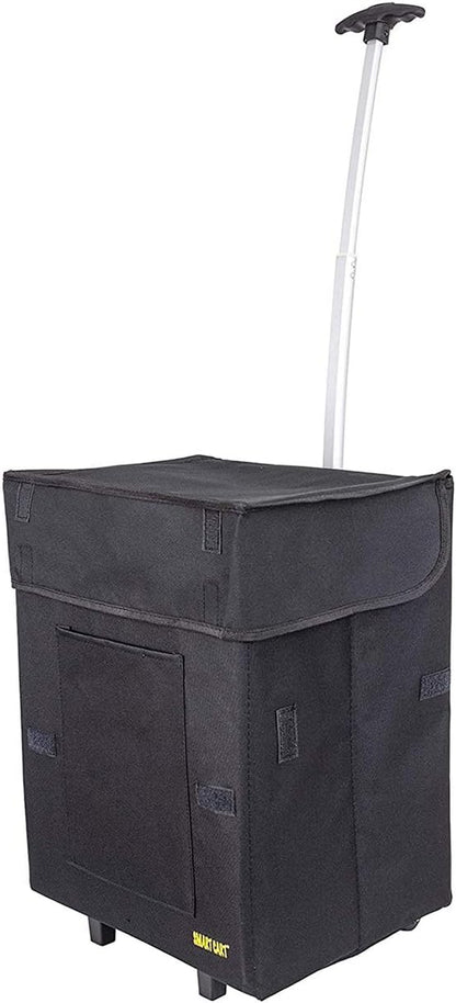 dbest products Bigger Smart Cart, Black Collapsible Rolling Utility Cart Basket Grocery Shopping Teacher Hobby Craft Art