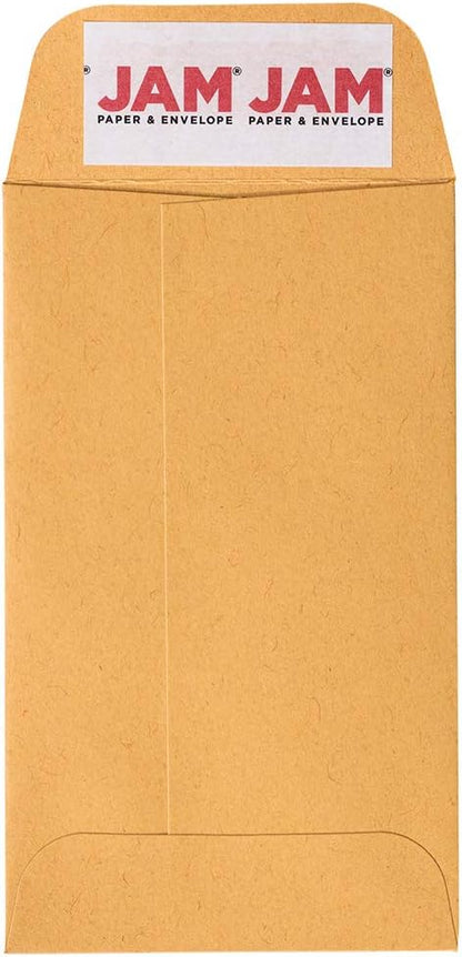 JAM PAPER #3 Coin Business Commercial Envelopes with Peel and Seal Closure - 2 1/2 x 4 1/4 - Brown Kraft Manila - 50/Pack