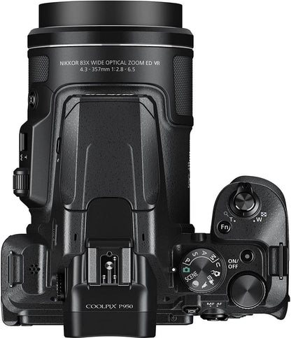 Nikon COOLPIX P950 Digital Camera - Bundle - (26532) + Color Multicoated 6pcs Filter Set + 2X EN-EL20 Battery + 2X SanDisk?Extreme PRO 64GB Card + Large Case + 12 Inch Flexible Tripod + More
