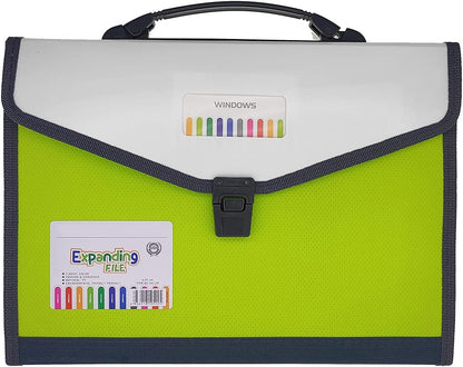 Expanding Accordion File Folder with Labels, 13 Pocket Document Organizer, Letter A4 Size, 1 Pack