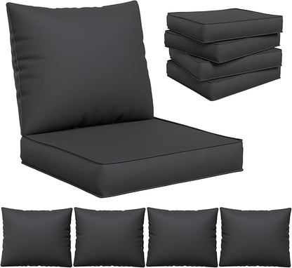 UDPATIO Outdoor Cushions for Patio Furniture, 4'' Replacement Cushions for Outdoor Furniture, Set of 4 Water-Resistant Outdoor Sectional Cushions for Sofa Couch Chair (Black)