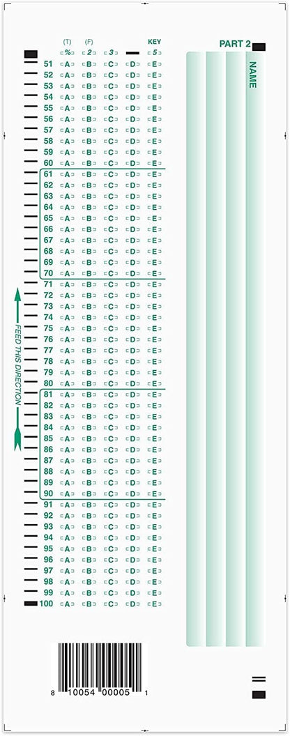 Official SCANTRON Brand 882-E Answer Sheet (100 Pack)