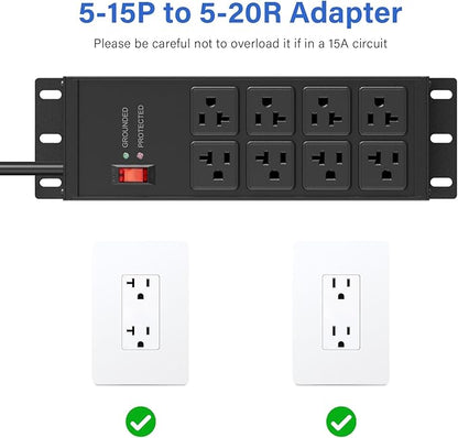 CCCEI 2PCS Heavy Duty Power Strip Surge Protector 20 AMP, 8 Outlets 12 Gauge