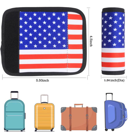 Luggage Handle Wrap for Suitcase-Printed Bright Neoprene Luggage Tags/Grips/Identifiers/Markers/Covers/Gripper for Suitcases Carry On Bags 5 Packs (USA Flag-5 Packs)