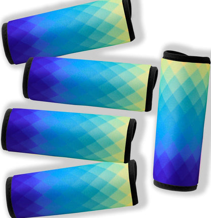 5 Pack Neoprene Luggage Handle Wraps Bright Luggage Tags/Identifiers/Marker/Grips Travel Accessories for Airplane/Flying/Luggage (Check(Blue))