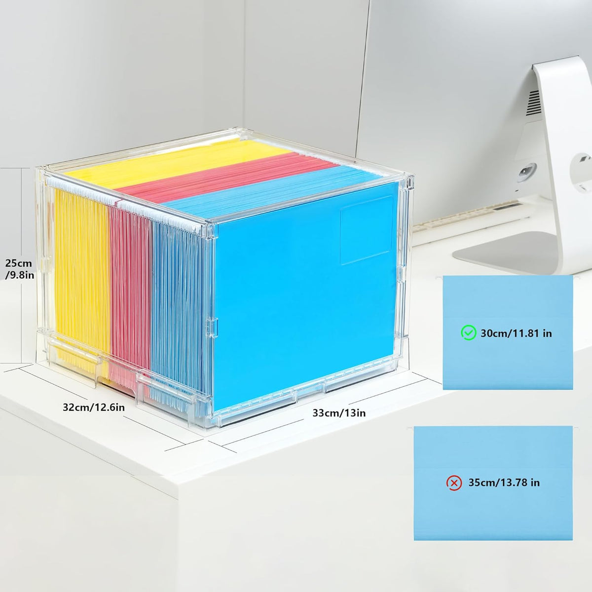 MUKAI File Organizer Box with Lid, Collapsible File Folder Organizer with Slide, Hanging File Folder Box, for Office Document Storage with Desktop organizer ﻿ (3)