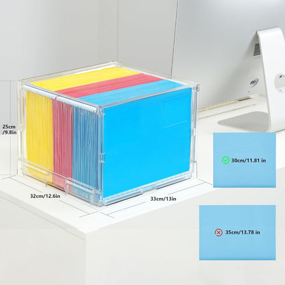 MUKAI File Organizer Box with Lid, Collapsible File Folder Organizer with Slide, Hanging File Folder Box, for Office Document Storage with Desktop organizer ﻿ (3)