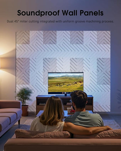 Woovio Sound Proof Foam Panels for Walls, 12 Pack Self-Adhesive Acoustic Panels
