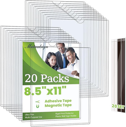 Mutualsign 20 Pcs Wall Sign Holder 8.5"x11" Magnetic Sign Holder, Rigid Print