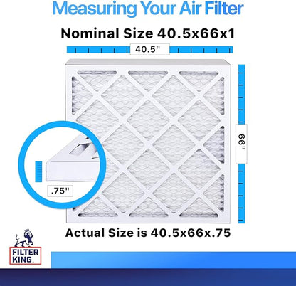 Filter King 40.5x66x1 Air Filter | 4-PACK | MERV 8 HVAC Pleated A/C Furnace Filters | MADE IN USA | Actual Size: 40.5 x 66 x .75"