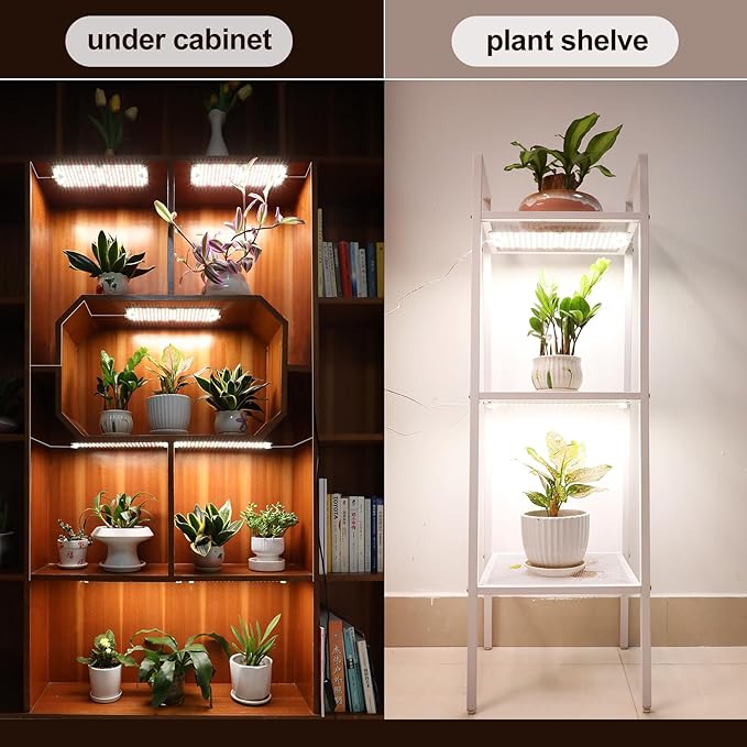6Pack Panel Grow Lights for Indoor Plants, Seed Starting, Vegetables with 4/8/12/16/20 Hr Timer, 40W Full Spectrum LED Plant Growing Lamps for Cabinet/Shelves/Greenhouse, Plug-and-Play, Connect Freely